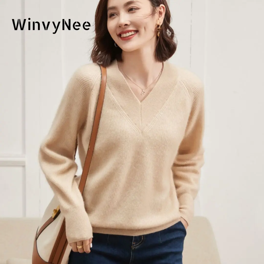 WinvyNee Women Cashmere Wool Sweaters Long Sleeve V neck Solid Knitwears Loose Pullovers Female Tops Autumn Winter A1044024
WinvyNee Women Cashmere Wool Sweaters Long Sleeve V neck Solid Knitwears Loose Pullovers Female Tops Autumn Winter A1044024