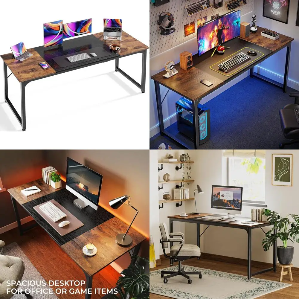 63 Rustic Brown & Black Modern Home Office Desk with Storage, Large Legroom, Metal Frame for Gaming & Study
63 Rustic Brown & Black Modern Home Office Desk with Storage, Large Legroom, Metal Frame for Gaming & Study