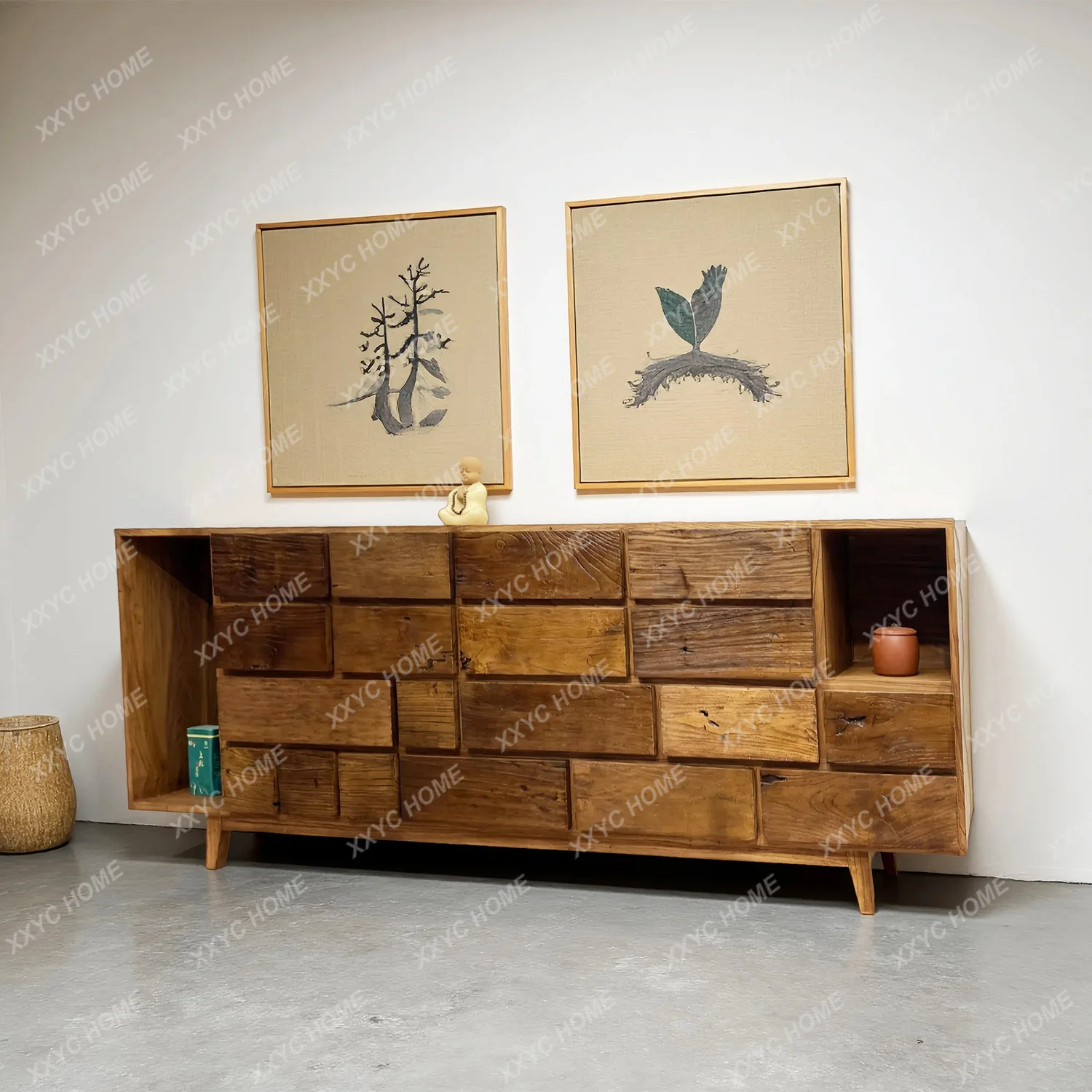 wabi-sabi wind solid wood dining side, homestay tea room, chest storage, porch storage
wabi-sabi wind solid wood dining side, homestay tea room, chest storage, porch storage