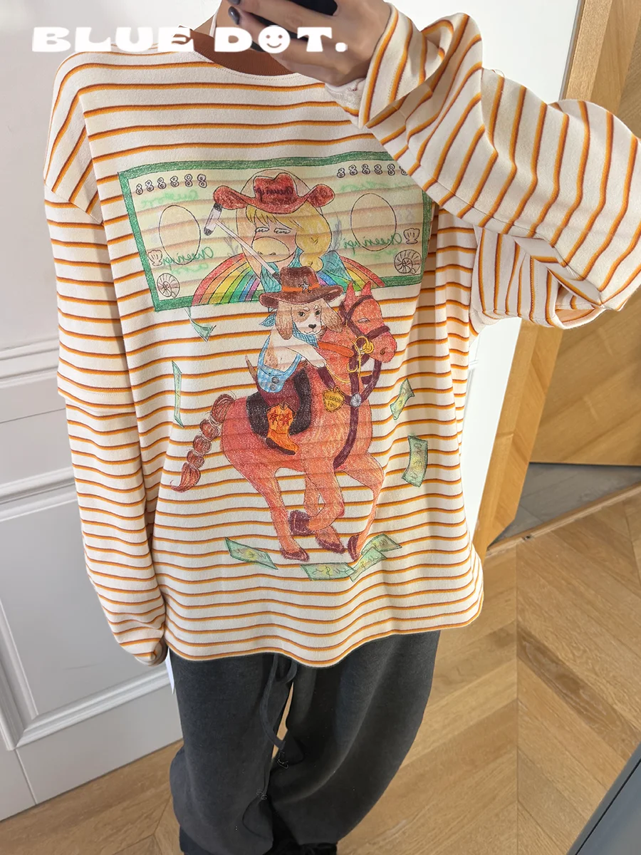 Футболка Bluedot Cheeri Upi с мультяшным принтом, длинный рукав, полосатая, повседневная, удобная, женская, модная, весна 2026, для работы и отдыха
Футболка Bluedot Cheeri Upi с мультяшным принтом, длинный рукав, полосатая, повседневная, удобная, женская, модная, весна 2026, для работы и отдыха