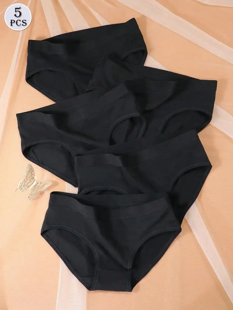 5 Pcs Womens Cotton Briefs Soft Breathable Black Underwear Set
5 Pcs Womens Cotton Briefs Soft Breathable Black Underwear Set