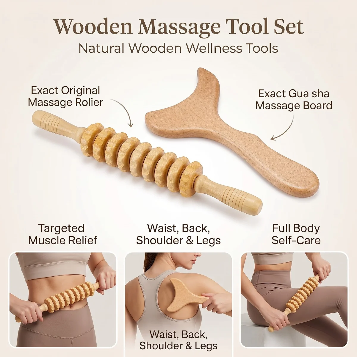 Wood Therapy Massage Tools Lymphatic Drainage Roller and Gua Sha Scraping Tool for Body
Wood Therapy Massage Tools Lymphatic Drainage Roller and Gua Sha Scraping Tool for Body
