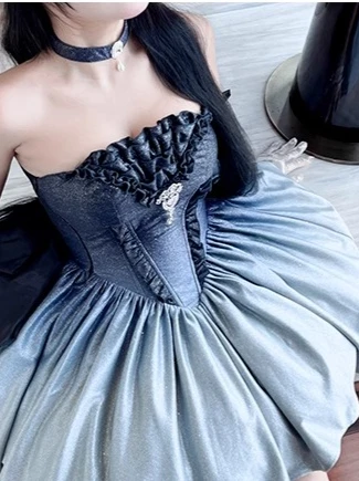 Graceful Fairy Style Princess Dress Birthday Evening Dresses Sweet Strapless Bow Gradient Color Slim Shiny Ball Gown Dress Women
Graceful Fairy Style Princess Dress Birthday Evening Dresses Sweet Strapless Bow Gradient Color Slim Shiny Ball Gown Dress Women
