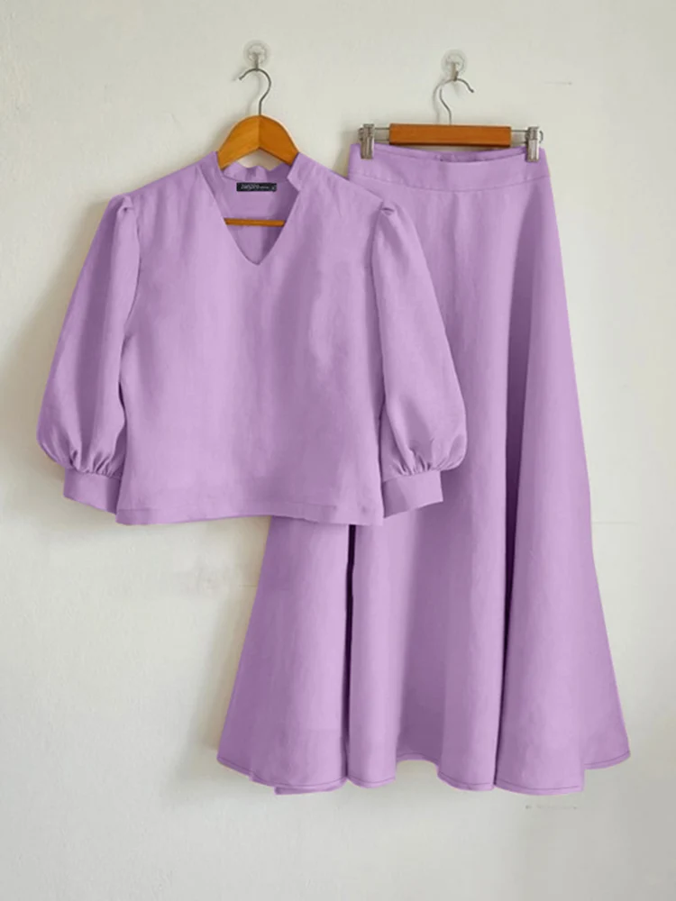 2025 ZANZEA Женские модные комплекты платьев Летние комплекты из двух предметов Элегантные офисные женские комплекты из 2 предметов Однотонные повседневные топы с v-образным вырезом и макси-юбки
2025 ZANZEA Женские модные комплекты платьев Летние комплекты из двух предметов Элегантные офисные женские комплекты из 2 предметов Однотонные повседневные топы с v-образным вырезом и макси-юбки