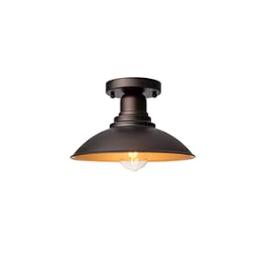 10.5" Low Profile Semi Flush Mount Ceiling Light Modern Farmhouse Metal Fixture with Gold Interior Damp Rated Outdoor Porch Lig
10.5" Low Profile Semi Flush Mount Ceiling Light Modern Farmhouse Metal Fixture with Gold Interior Damp Rated Outdoor Porch Lig