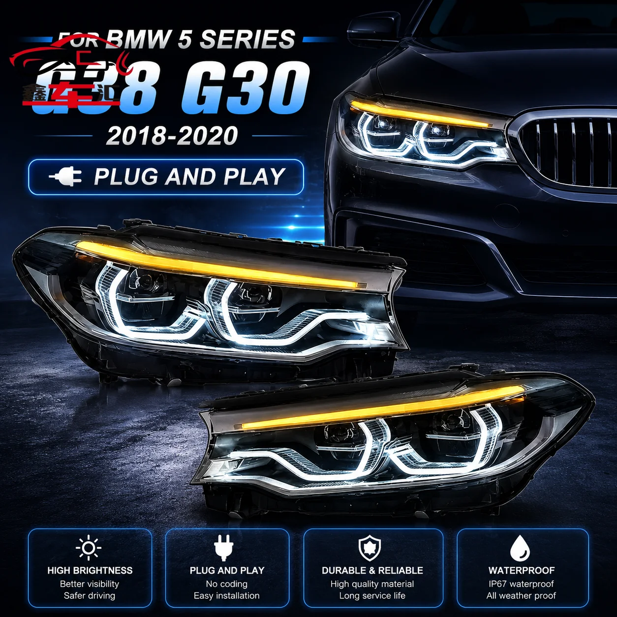 Car LED Headlight Light Parts Lamps For BMW 5 G38 G30 2018-2020 Auto Fog DRL Brake Turn Signal Lamp Plug And Play
Car LED Headlight Light Parts Lamps For BMW 5 G38 G30 2018-2020 Auto Fog DRL Brake Turn Signal Lamp Plug And Play