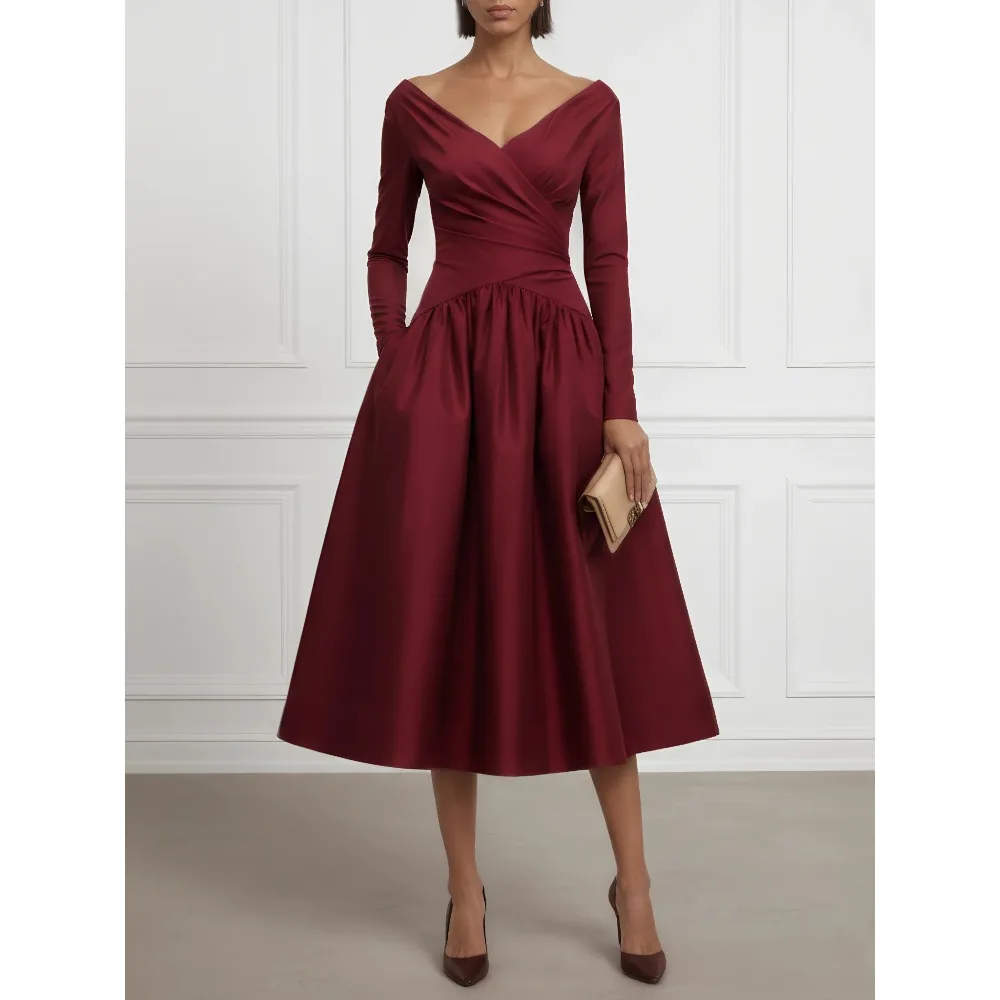 Customized Burgundy Mother of Birde Dresses 2026 for Women Wedding Satin Classic Elegant Evening Dress Ruched Prom Gowns Maxi
Customized Burgundy Mother of Birde Dresses 2026 for Women Wedding Satin Classic Elegant Evening Dress Ruched Prom Gowns Maxi