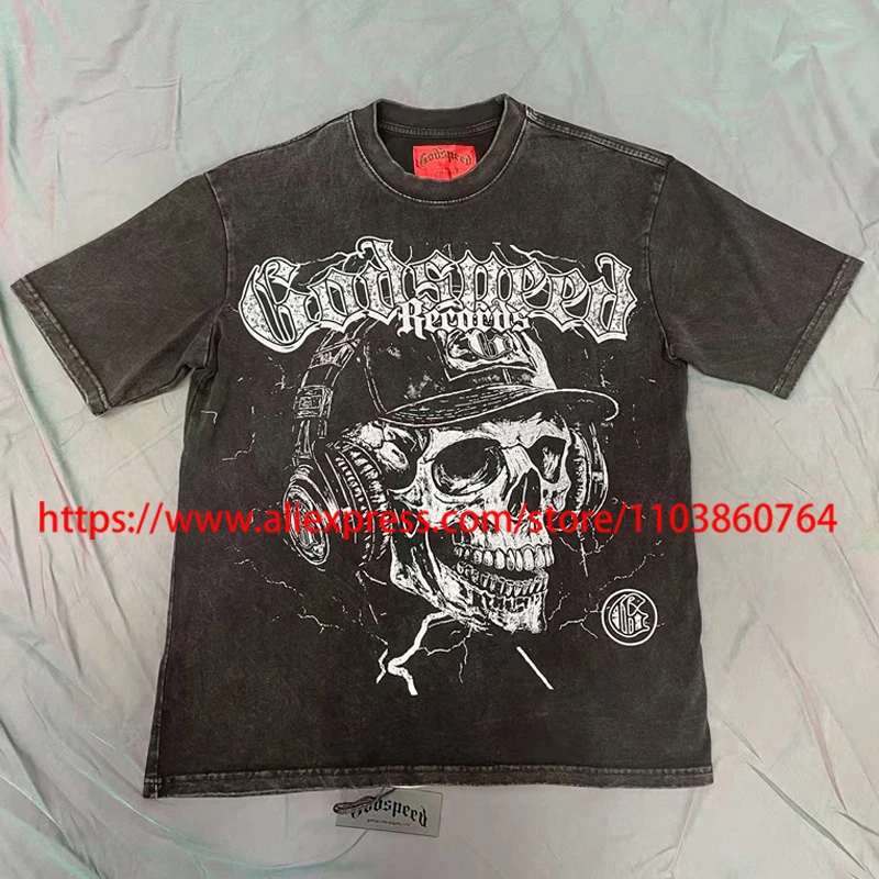 High-quality Washed Black Godspeed T-shirt Summer Casual Hip-hop Skull Print Street Rock Round Neck GOD SPEED Short Sleeves
High-quality Washed Black Godspeed T-shirt Summer Casual Hip-hop Skull Print Street Rock Round Neck GOD SPEED Short Sleeves