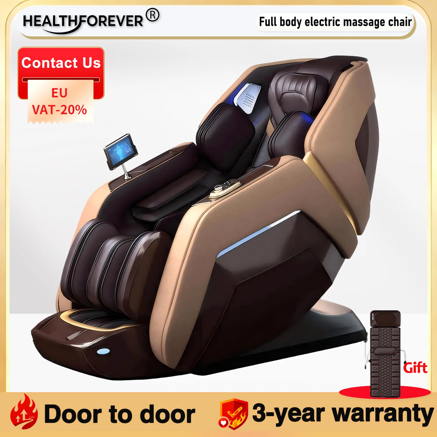 3-year warranty 4D Electric Massage Chair with AI voice Foot Sole Rollers Therapeutic Deep Tissue Massage Lumbar Thai stretching
3-year warranty 4D Electric Massage Chair with AI voice Foot Sole Rollers Therapeutic Deep Tissue Massage Lumbar Thai stretching