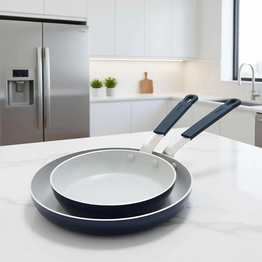 2 Piece Nonstick Frying Pan Set, 8 and 10, Diamond Ceramic Coating, Induction Ready, Cool Handle, Dishwasher and Oven Safe, Blue
2 Piece Nonstick Frying Pan Set, 8 and 10, Diamond Ceramic Coating, Induction Ready, Cool Handle, Dishwasher and Oven Safe, Blue