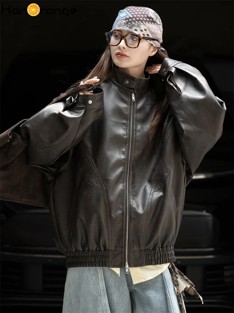 HanOrange 2025, осенняя модная ретро-модная крутая симметричная куртка из искусственной кожи с разрезом, женское модное пальто, кофейное
HanOrange 2025, осенняя модная ретро-модная крутая симметричная куртка из искусственной кожи с разрезом, женское модное пальто, кофейное
