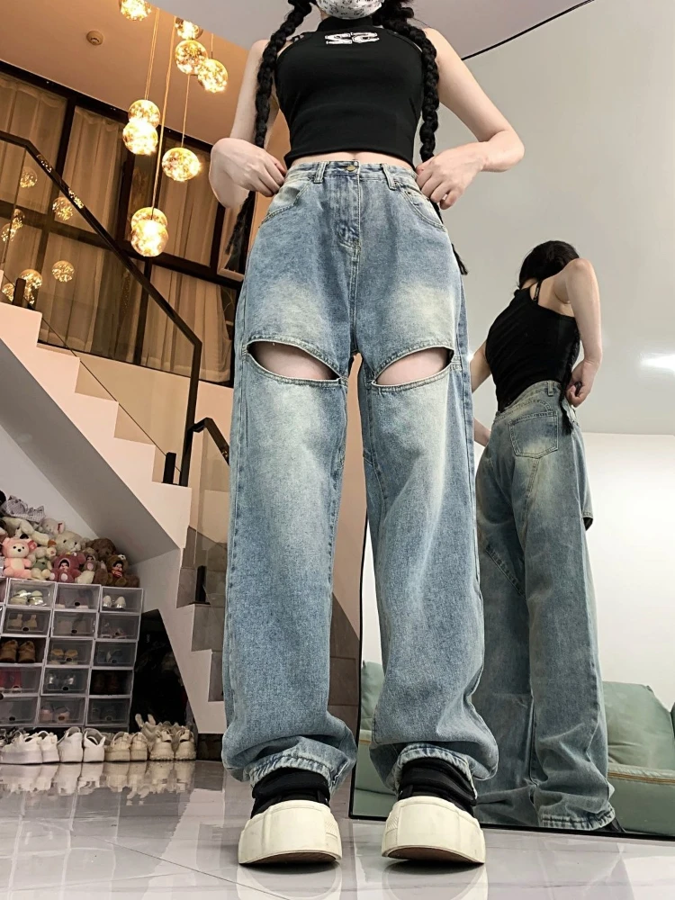 Women's Baggy High Waist Jeans Summer New Distressed Wide Leg Denim Pants Loose Straight Trousers
Women's Baggy High Waist Jeans Summer New Distressed Wide Leg Denim Pants Loose Straight Trousers