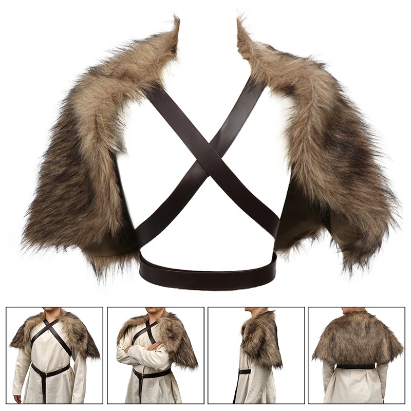 Cloak Faux Fur Collar Cape Medieval Winter Clothing King Warrior Shawl With Chest Strap Cloak Halloween Cosplay Costume
Cloak Faux Fur Collar Cape Medieval Winter Clothing King Warrior Shawl With Chest Strap Cloak Halloween Cosplay Costume