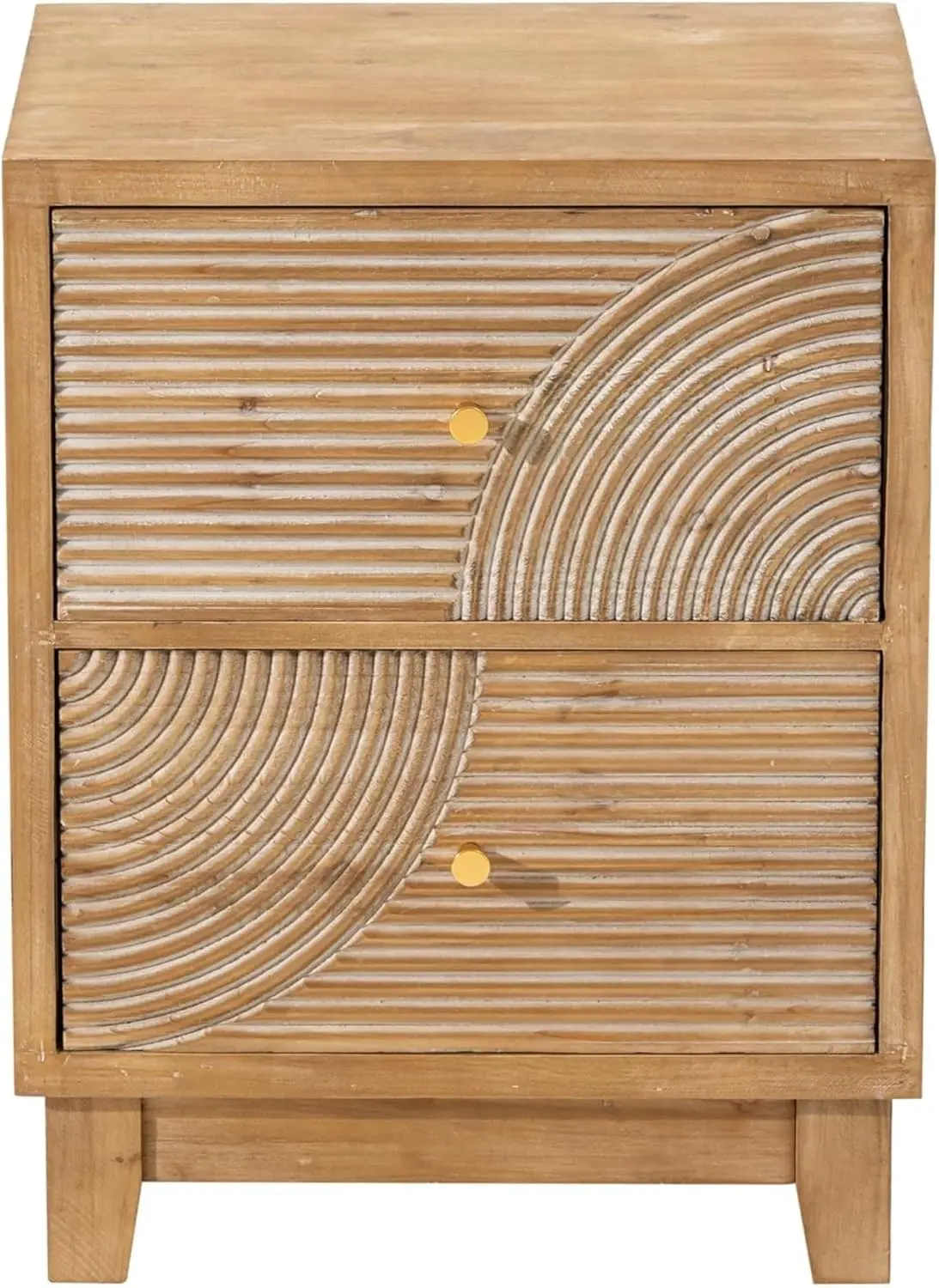 2-Drawer Farmhouse Nightstand, Mid Century Nightstand Fully Assembled with Handcrafted Wood Ring Pattern for Boho, Mid-Centur
2-Drawer Farmhouse Nightstand, Mid Century Nightstand Fully Assembled with Handcrafted Wood Ring Pattern for Boho, Mid-Centur