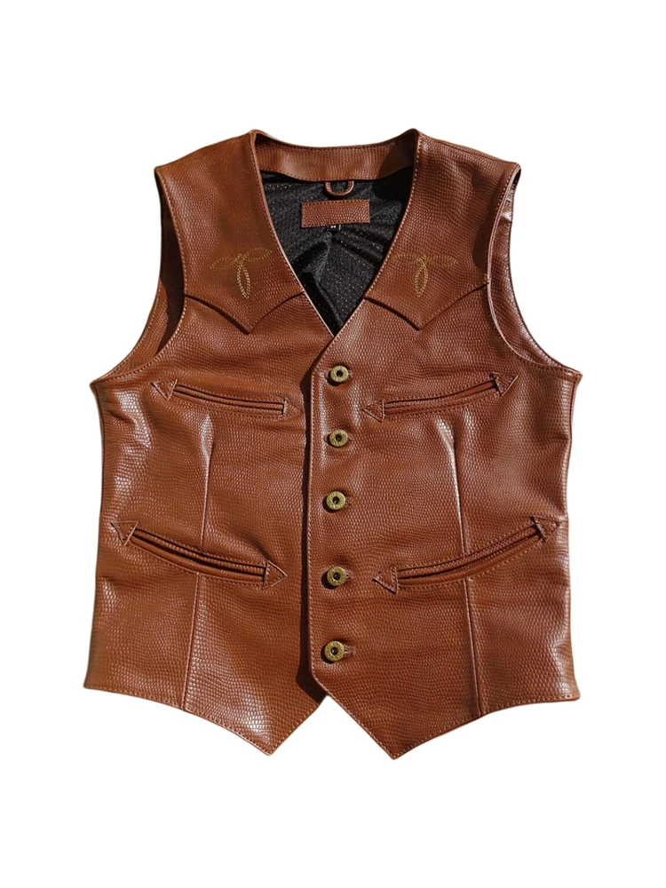 American Sle Pearl Fi Pattern Leather Vest Hard Bule Top Layer Cowhide Youth Faion Urban Sle ort Length V Ne
American Sle Pearl Fi Pattern Leather Vest Hard Bule Top Layer Cowhide Youth Faion Urban Sle ort Length V Ne