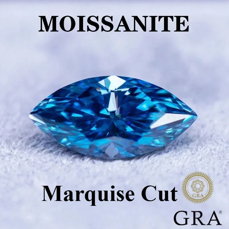 Moissanite Stone Sapphire Blue Color Marquise Cut Charms Gemstone Advanced Shiny Jewelry Rings Earrings Making with Certificate
Moissanite Stone Sapphire Blue Color Marquise Cut Charms Gemstone Advanced Shiny Jewelry Rings Earrings Making with Certificate