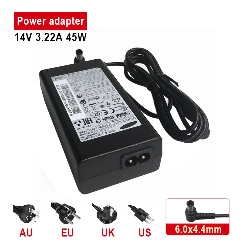 A4514_FPN 45W 14V 3.22A AC Adapter For Samsung LED Monitor Power Supply Charger Connector: 6.0x4.4mm
A4514_FPN 45W 14V 3.22A AC Adapter For Samsung LED Monitor Power Supply Charger Connector: 6.0x4.4mm