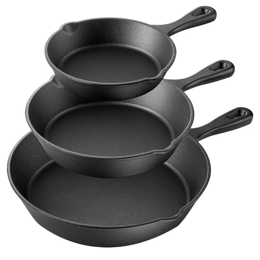 Pre-Seasoned 3 Piece Cast Iron Skillet Set
Pre-Seasoned 3 Piece Cast Iron Skillet Set