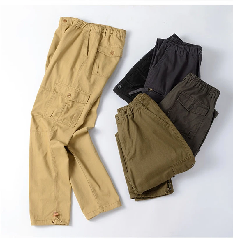 Men's Multi-Color Cotton Workwear Cargo Pants Elastic Waist Multi-Pocket Outdoor Hiking Trousers with Adjustable Cuffs
Men's Multi-Color Cotton Workwear Cargo Pants Elastic Waist Multi-Pocket Outdoor Hiking Trousers with Adjustable Cuffs