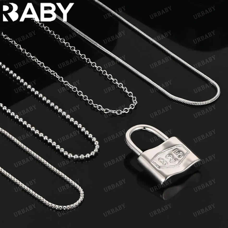 URBABY 40-75cm 925 Sterling Silver Lock Pendant Necklace For Women Men Charm Trend Birthday Gifts Fashion Party
URBABY 40-75cm 925 Sterling Silver Lock Pendant Necklace For Women Men Charm Trend Birthday Gifts Fashion Party