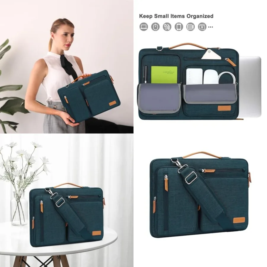 360 Protective Laptop Shoulder Bag,15-15.6 inch Computer Bags Compatible with MacBook Pro 16 inch, HP, Dell, Lenovo, Asus Notebook,Side Open Messenger Bag with 4 Zipper Pockets, Teal Green
360 Protective Laptop Shoulder Bag,15-15.6 inch Computer Bags Compatible with MacBook Pro 16 inch, HP, Dell, Lenovo, Asus Notebook,Side Open Messenger Bag with 4 Zipper Pockets, Teal Green