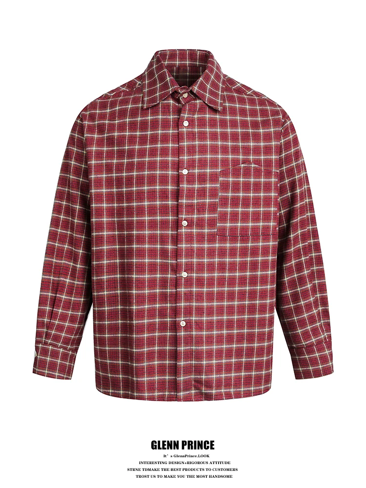 Мужская рубашка-пальто свободного кроя из чистого хлопка в клетку, в стиле ретро, для повседневной носки, GPstudio, японский художественный стиль, красная, с пуговицами
Мужская рубашка-пальто свободного кроя из чистого хлопка в клетку, в стиле ретро, для повседневной носки, GPstudio, японский художественный стиль, красная, с пуговицами