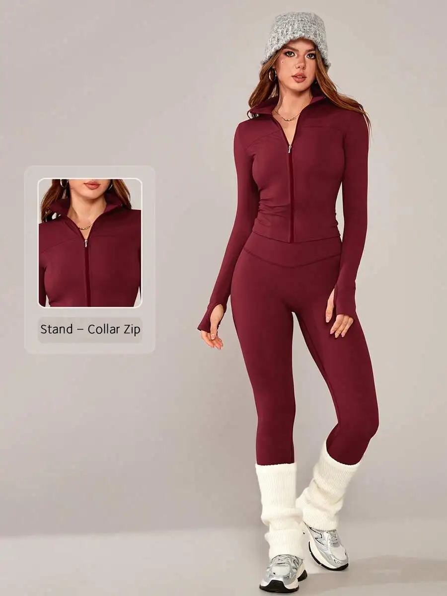 Womens Slim Fit Zipper Activewear Set For Fitness Running Yoga Outdoor Sports Spring
Womens Slim Fit Zipper Activewear Set For Fitness Running Yoga Outdoor Sports Spring