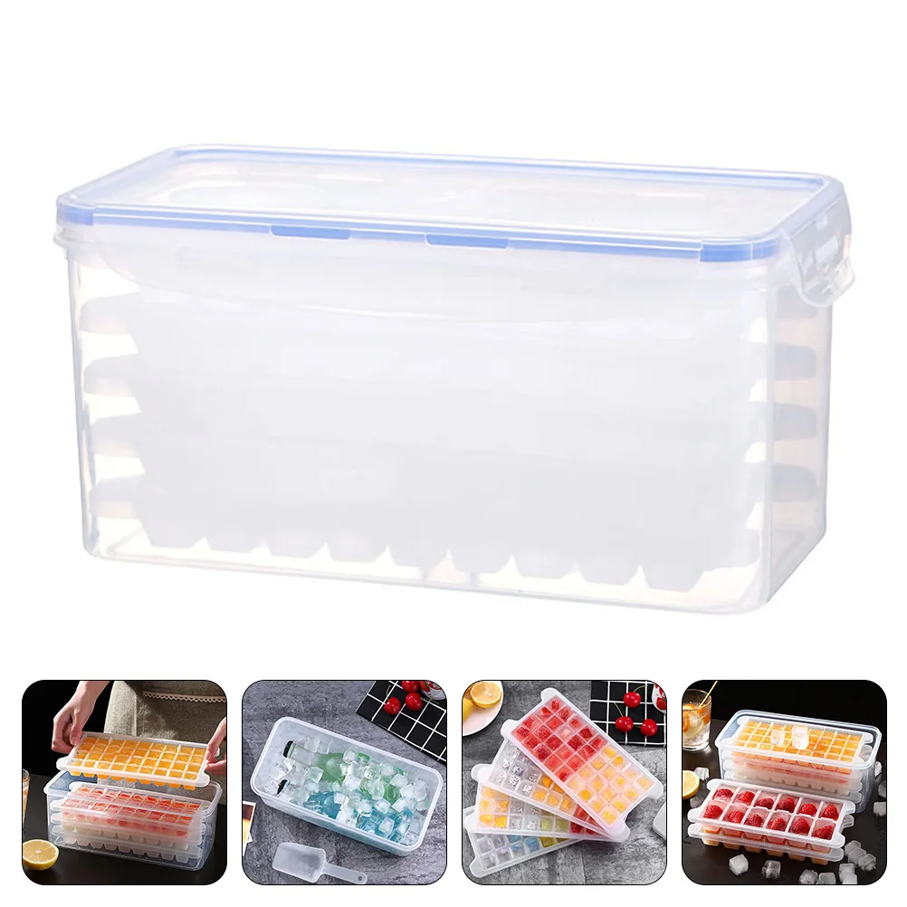 1Set Ice Cube Tray Plastic Mold Ice Maker with Storage Box Reusable Easy Release for Household Summer Drinks 
1Set Ice Cube Tray Plastic Mold Ice Maker with Storage Box Reusable Easy Release for Household Summer Drinks