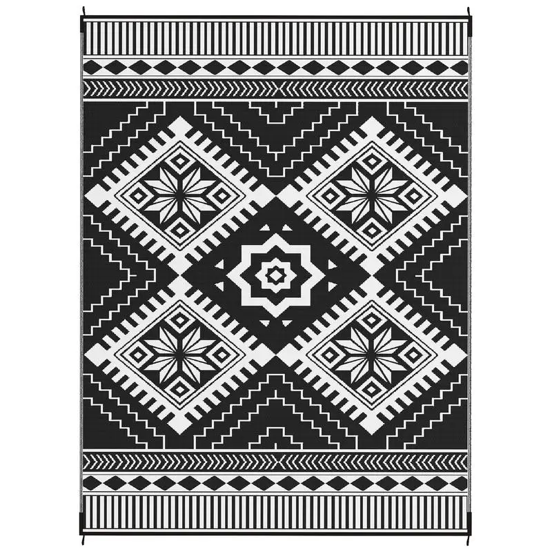 Reversible Outdoor Rug, Waterproof Plastic Straw with Carry Bag, 9' x 12', White & - Black Toothed Rhombus
Reversible Outdoor Rug, Waterproof Plastic Straw with Carry Bag, 9' x 12', White & - Black Toothed Rhombus