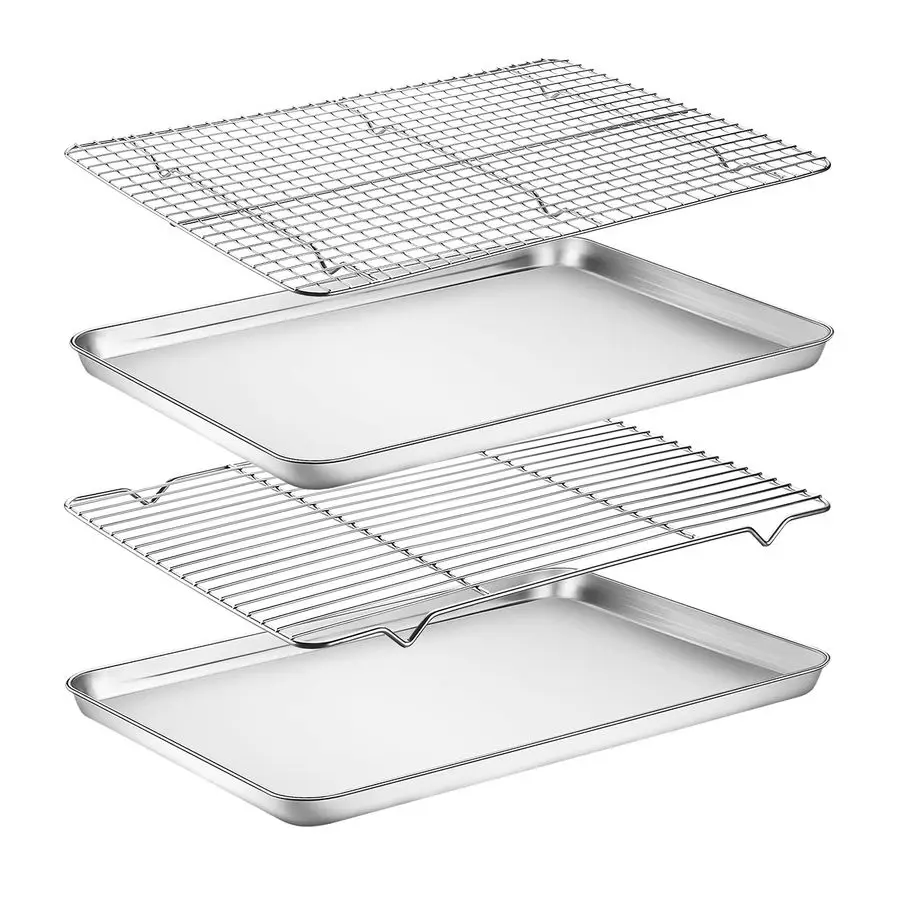 Sheet with Rack Set, Set of 4 2 Sheets 2 Racks, Stainless Steel Cookie Sheet Baking Pan Tray with Cooling Rack, Non Toxic amp He
Sheet with Rack Set, Set of 4 2 Sheets 2 Racks, Stainless Steel Cookie Sheet Baking Pan Tray with Cooling Rack, Non Toxic amp He