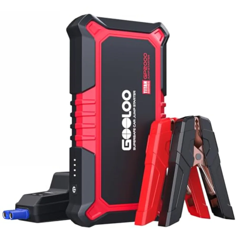 Car jump starter for gas/diesel engines up to 8.0L/6.0L lithium-ion red 12V 2000A SuperSafe portable booster with USB quick cha
Car jump starter for gas/diesel engines up to 8.0L/6.0L lithium-ion red 12V 2000A SuperSafe portable booster with USB quick cha
