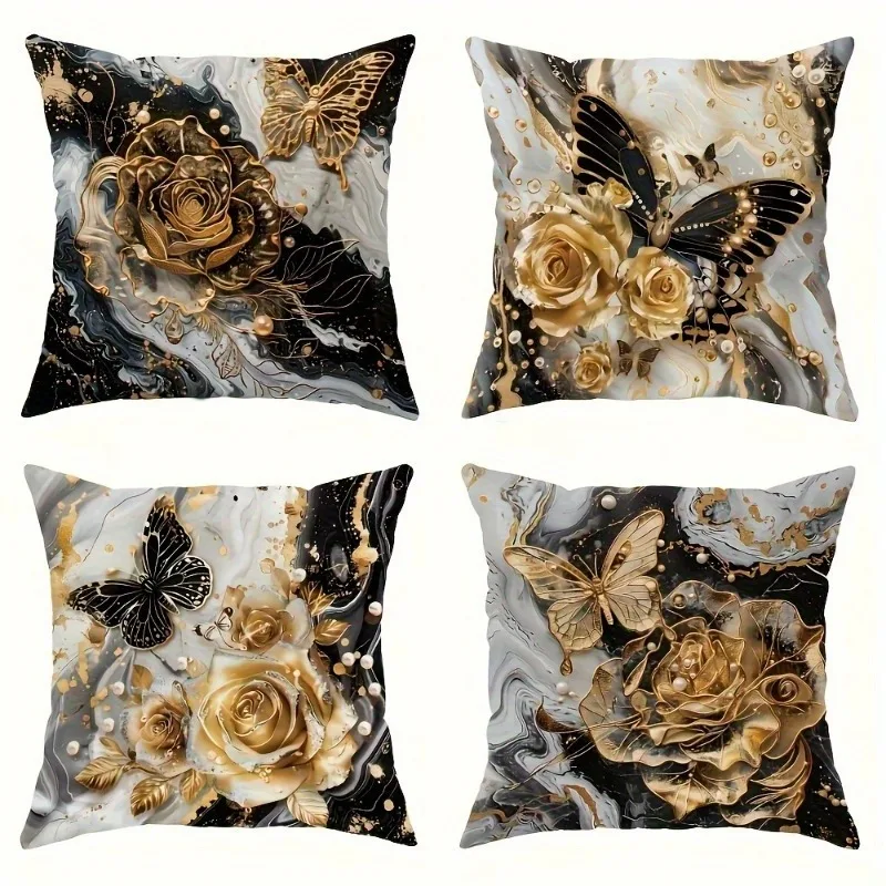 Black and Gold Rose Butterfly Luxury PillowcaseBedroom Living Room Sofa Home Decor Polyester Cushion Cover with Zipper
Black and Gold Rose Butterfly Luxury PillowcaseBedroom Living Room Sofa Home Decor Polyester Cushion Cover with Zipper