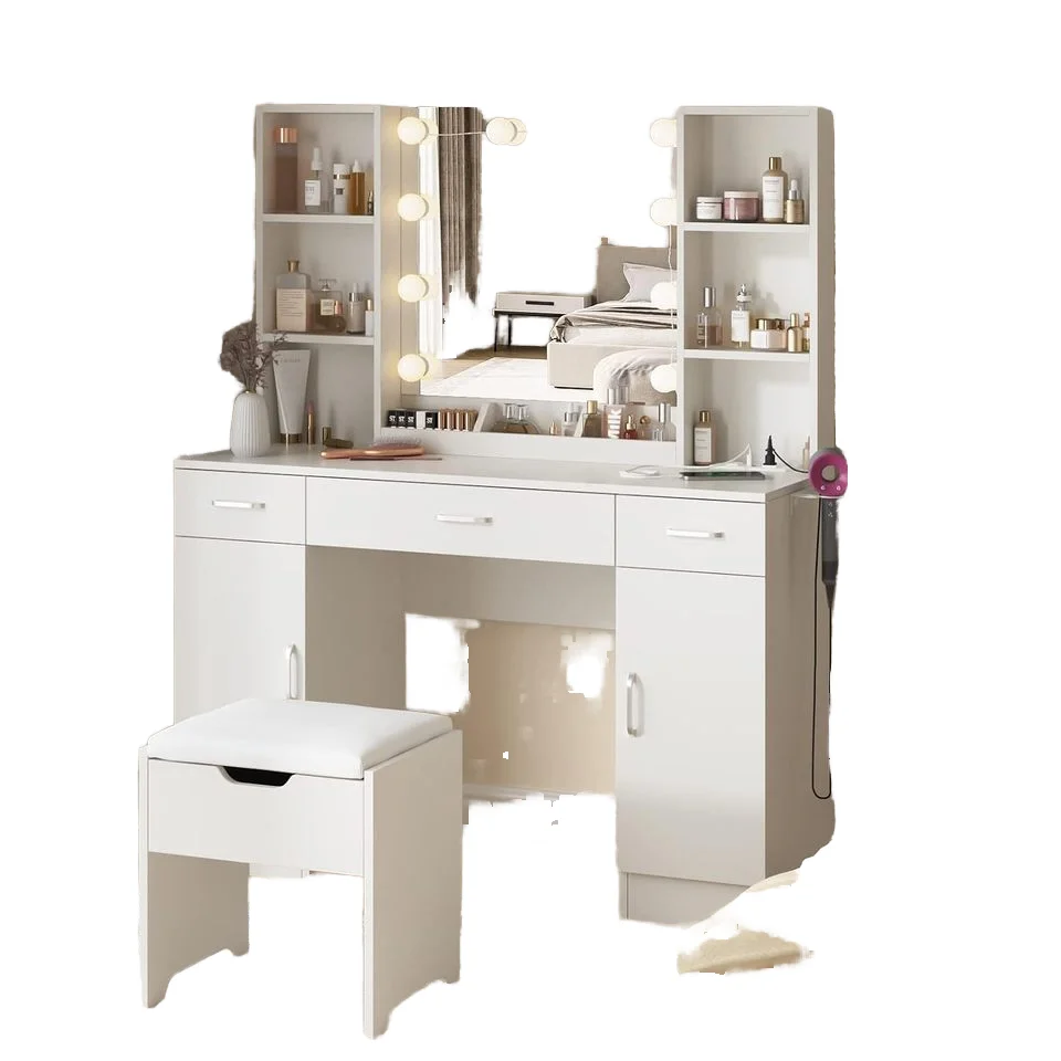 #Modern Style Multi-Functional Dresser Bedroom Makeup Table with Mirror Light Bulb Socket Wood Cross-Border Hot Style
#Modern Style Multi-Functional Dresser Bedroom Makeup Table with Mirror Light Bulb Socket Wood Cross-Border Hot Style