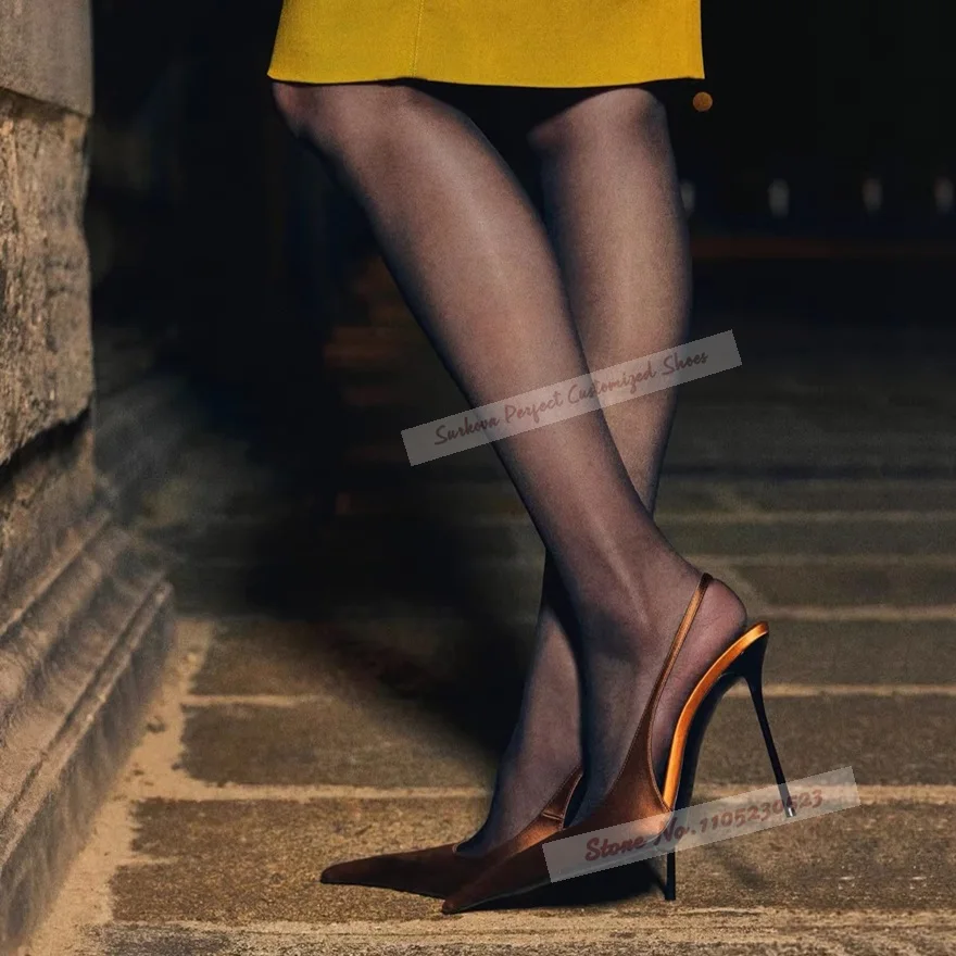 Women Brown Satin Slingback High Heel Shoes Pointed Toe Shallow Slip-On Dress Pumps Celebrity Stage Footwear
Women Brown Satin Slingback High Heel Shoes Pointed Toe Shallow Slip-On Dress Pumps Celebrity Stage Footwear
