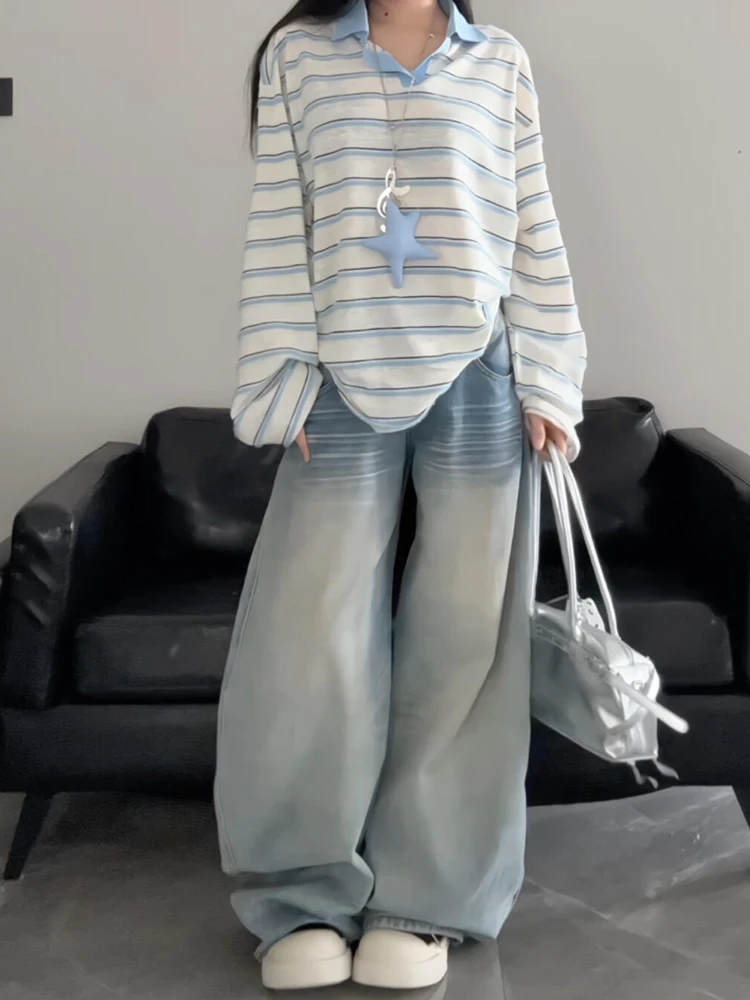 Retro American High Waist Light Blue Washed Women's Knife Jeans Design Sensation Loose Slimming Wide Leg Long Pants
Retro American High Waist Light Blue Washed Women's Knife Jeans Design Sensation Loose Slimming Wide Leg Long Pants