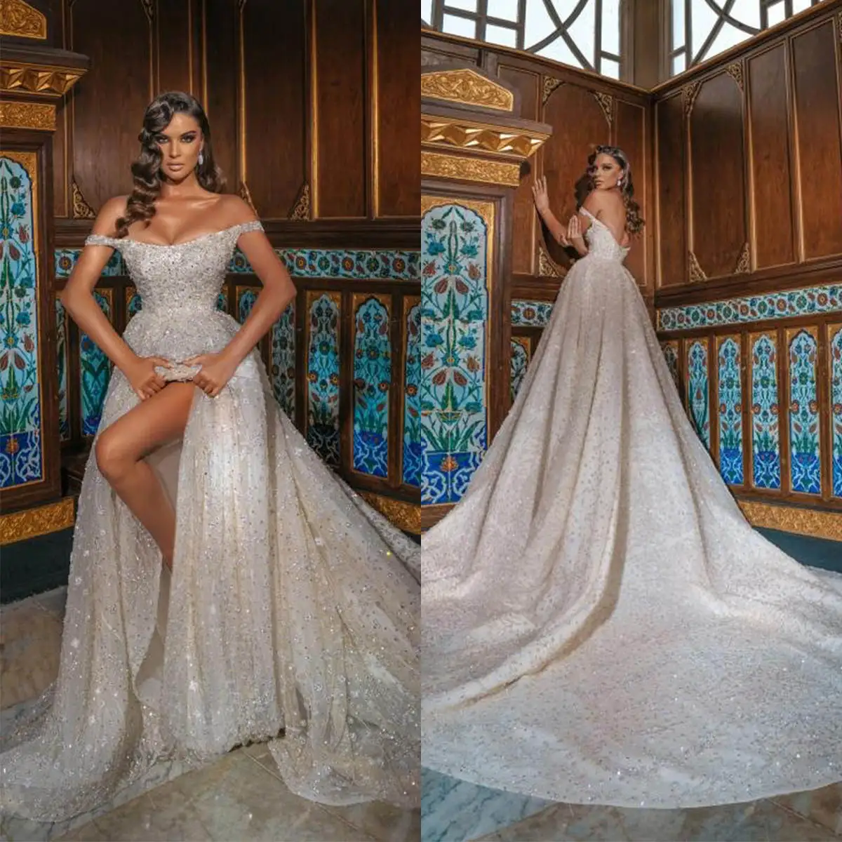 Exquisite A Line Bride Gowns Appliques Beaded Sequins Off Shoulder Wedding Dress Backless Sleeveless Bridal Dresses Customized
Exquisite A Line Bride Gowns Appliques Beaded Sequins Off Shoulder Wedding Dress Backless Sleeveless Bridal Dresses Customized