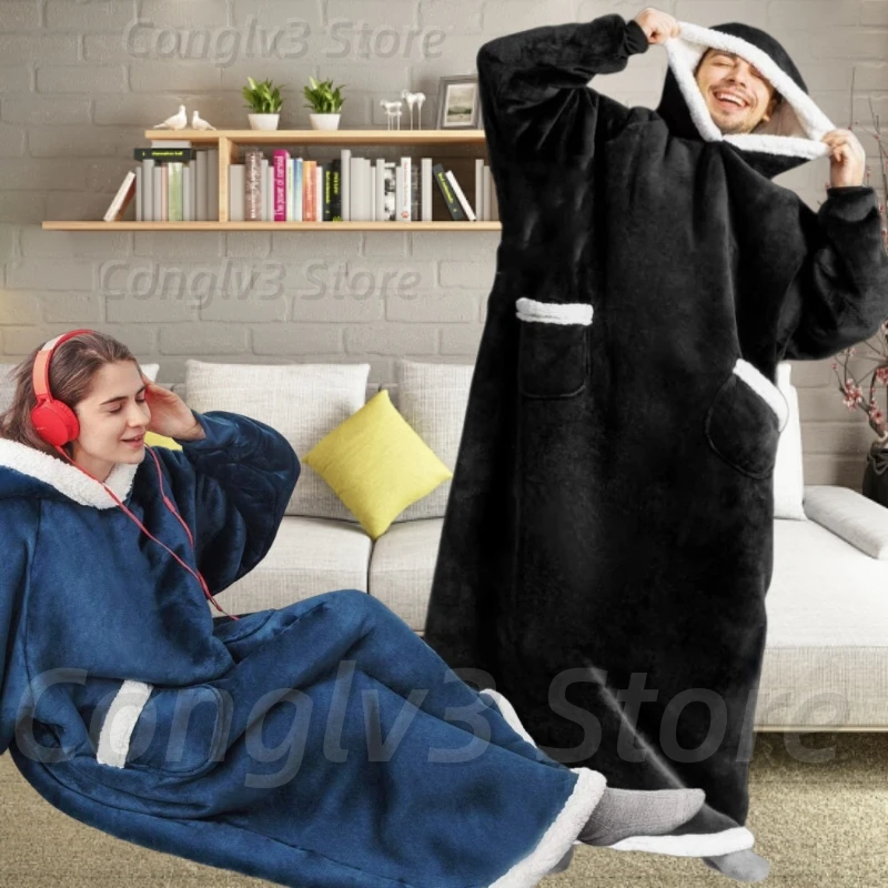 2024 Super Long Flannel Blanket with Sleeves Winter Hoodies Sweatshirt Women Men Pullover Fleece Giant TV Blanket Oversized New
2024 Super Long Flannel Blanket with Sleeves Winter Hoodies Sweatshirt Women Men Pullover Fleece Giant TV Blanket Oversized New