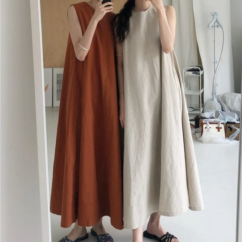 Women Dresses Solid Dress Zipper A Line Round Neck Sleeveless Ankle Length Slight Strech Loose Casual Office Lady 2026 Summer
Women Dresses Solid Dress Zipper A Line Round Neck Sleeveless Ankle Length Slight Strech Loose Casual Office Lady 2026 Summer