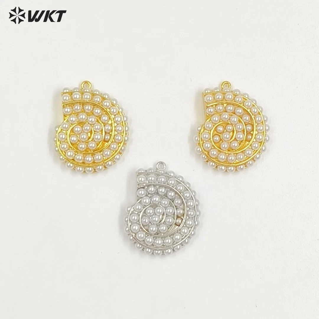 WT-MP314 New Arrival Snail Shell Shape Silver And Brass With Artificial Pearl Paved Small&Exquisite Pendants Accessory
WT-MP314 New Arrival Snail Shell Shape Silver And Brass With Artificial Pearl Paved Small&Exquisite Pendants Accessory