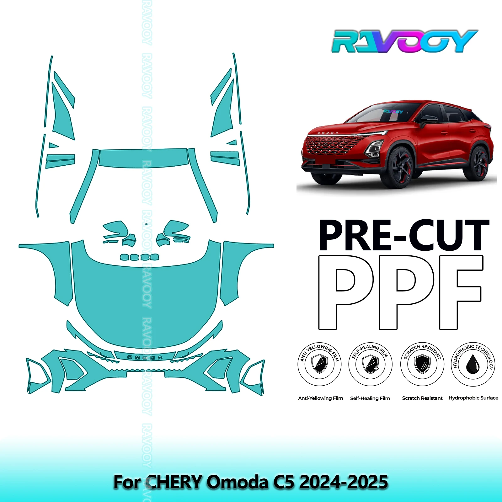 Car Front Kit Clear Bra Precut PPF Paint Protection Film For CHERY Omoda C5 2024-2025
Car Front Kit Clear Bra Precut PPF Paint Protection Film For CHERY Omoda C5 2024-2025