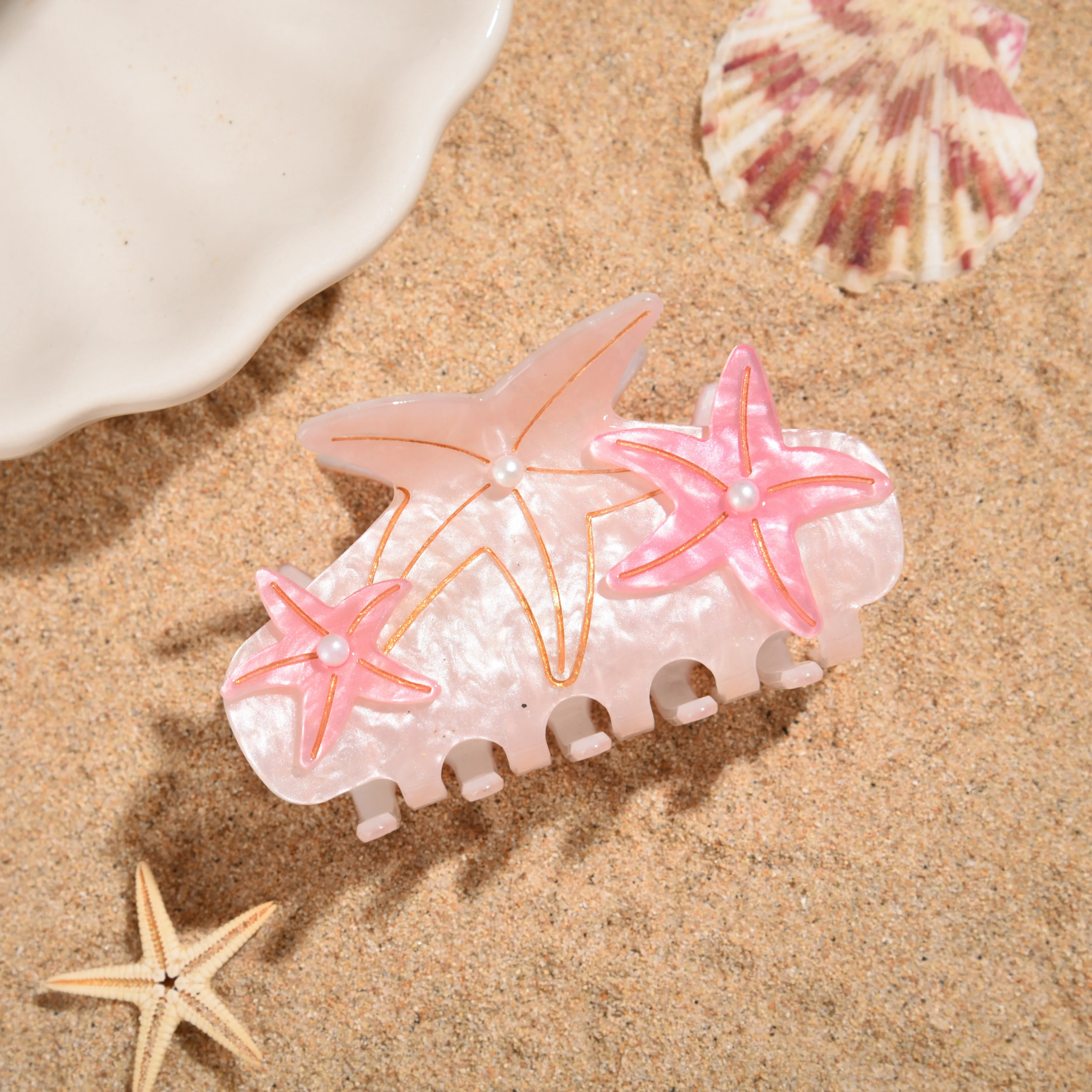 DS NEW Ocean Series Pearl Starfish Hair Claw Acrylic Claw Clips Summer Beach Crab Hair Clips Hair Accessories for Women Girls 
DS NEW Ocean Series Pearl Starfish Hair Claw Acrylic Claw Clips Summer Beach Crab Hair Clips Hair Accessories for Women Girls