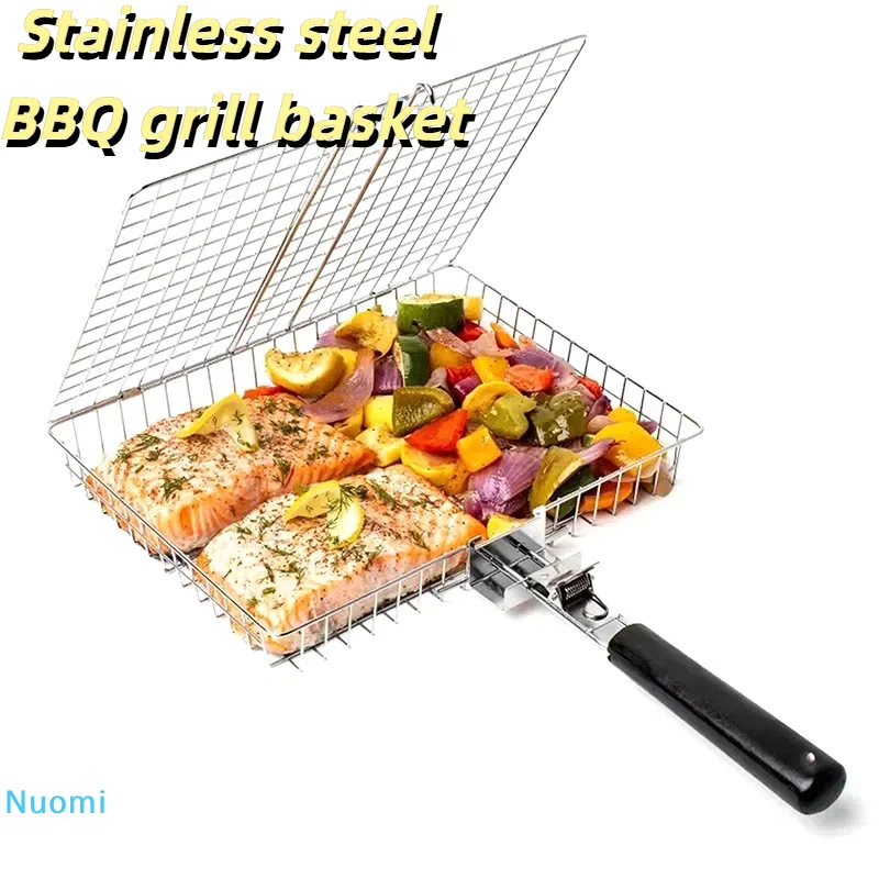 1Pc Stainless Steel BBQ Grill Basket Portable folding grill basket With Handle for Fish Vegetables Shrimp Cooking Accessories
1Pc Stainless Steel BBQ Grill Basket Portable folding grill basket With Handle for Fish Vegetables Shrimp Cooking Accessories