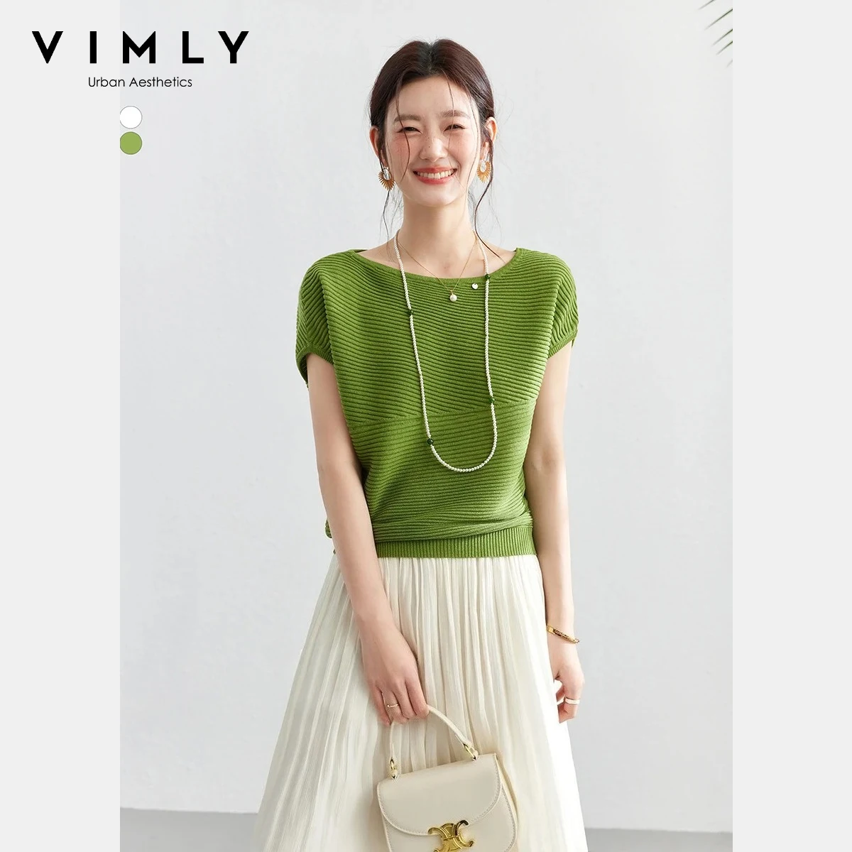 VIMLY Women's Casual Short Sleeve T-shirt 2026 Summer New Versatile Commute Round Neck Loose Textured Stripe Knit Top 30890
VIMLY Women's Casual Short Sleeve T-shirt 2026 Summer New Versatile Commute Round Neck Loose Textured Stripe Knit Top 30890