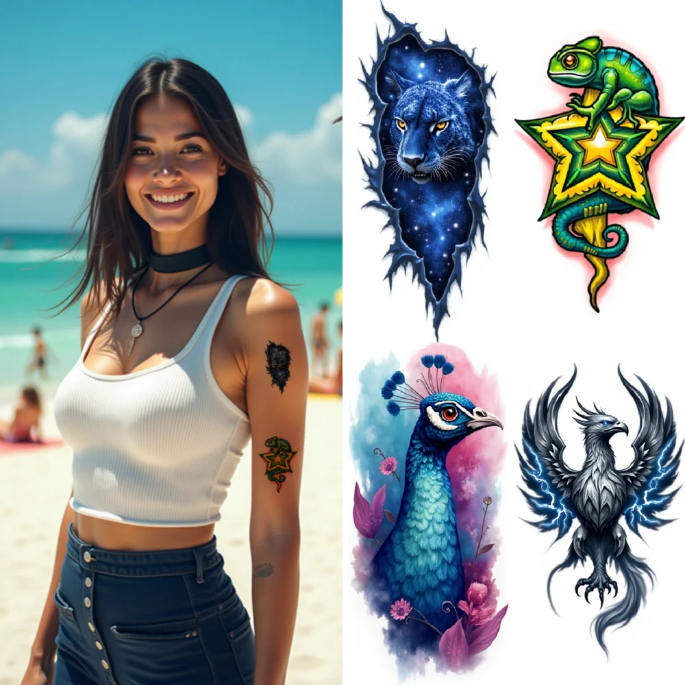 9pcs Temporary Tattoo Colorful Realism Wolf Eagle Hummingbird For Shoulders Thighs Women
9pcs Temporary Tattoo Colorful Realism Wolf Eagle Hummingbird For Shoulders Thighs Women