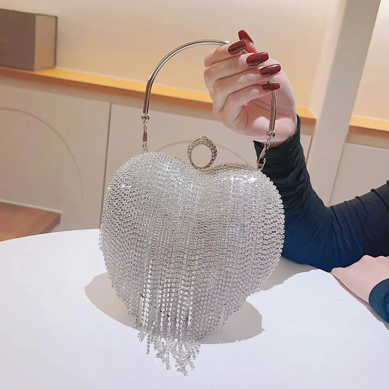 Diamond Tassel Evening Clutch Bag Elegant Heart-shaped Rhinestone Dinner Purses and Handbags Metal Handle Wedding Party Wallet
Diamond Tassel Evening Clutch Bag Elegant Heart-shaped Rhinestone Dinner Purses and Handbags Metal Handle Wedding Party Wallet