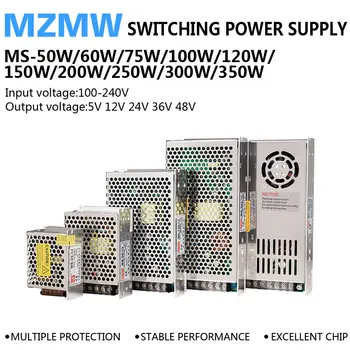 MS Series Switching Power Supply 50W-350W 110-220V AC/DC 5V 12V 24V 36V 48V Small Size Stabilizer Transformer Industrial SMPS