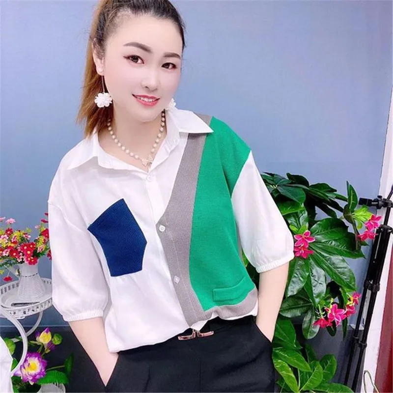 Женская блузка с коротким рукавом, свободная рубашка в Корейском стиле, лето-осень 2024
Женская блузка с коротким рукавом, свободная рубашка в Корейском стиле, лето-осень 2024