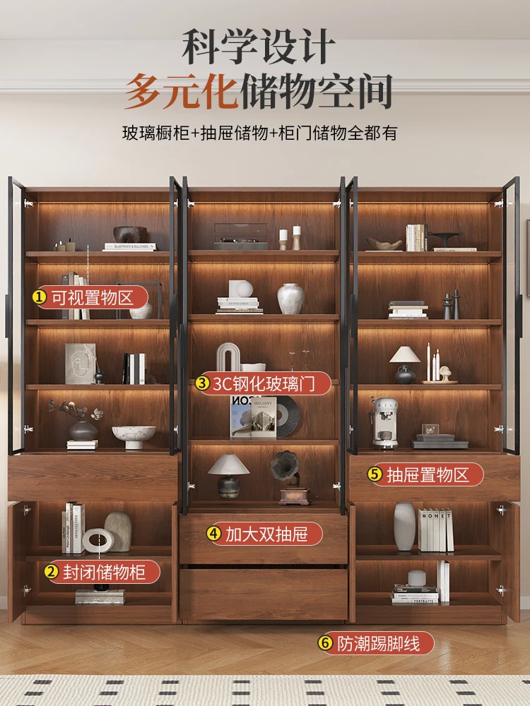 Retro and medieval bookcase with glass door display wine cabinet household living room integrated whole wall against wall storag
Retro and medieval bookcase with glass door display wine cabinet household living room integrated whole wall against wall storag