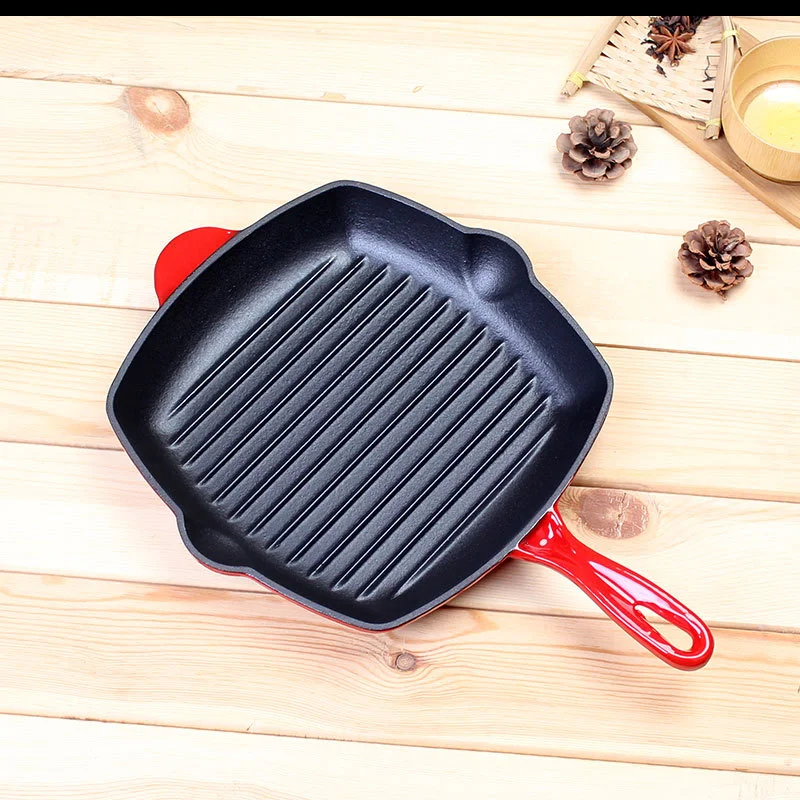 Cast Iron Enamel Steak Pan Square Striped Frying Pan Single Handle 27cm Steak Pan Frying Pan
Cast Iron Enamel Steak Pan Square Striped Frying Pan Single Handle 27cm Steak Pan Frying Pan