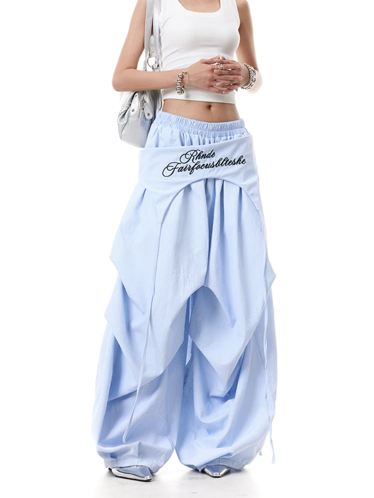 American Letter Embroidery Pleated Casual Striped Wide Leg Pants Women Loose Summer Tie Soldier Pants Citywalk
American Letter Embroidery Pleated Casual Striped Wide Leg Pants Women Loose Summer Tie Soldier Pants Citywalk